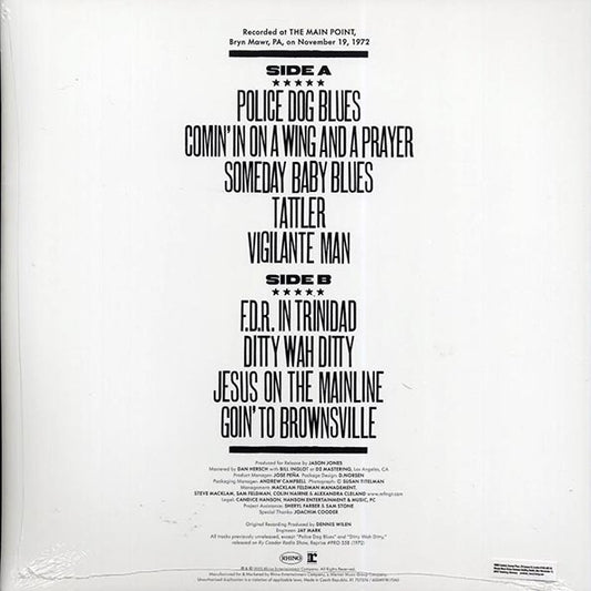 Ry Cooder - Live At The Main Point 1972 (RSD 2025)