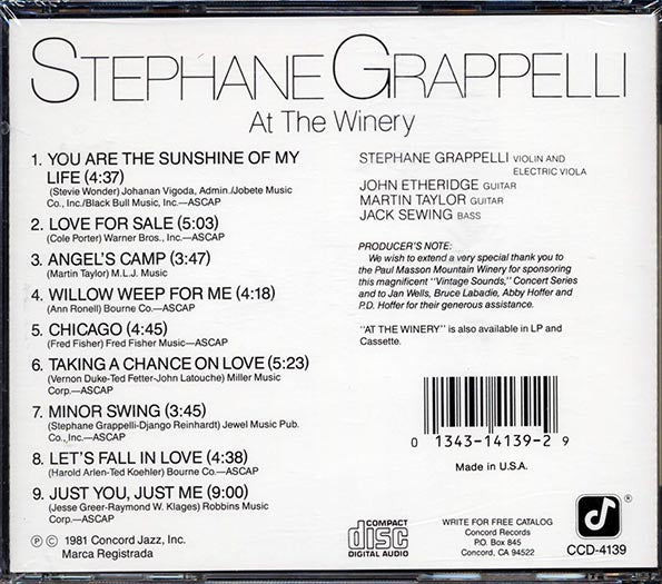 Stephane Grappelli - At The Winery