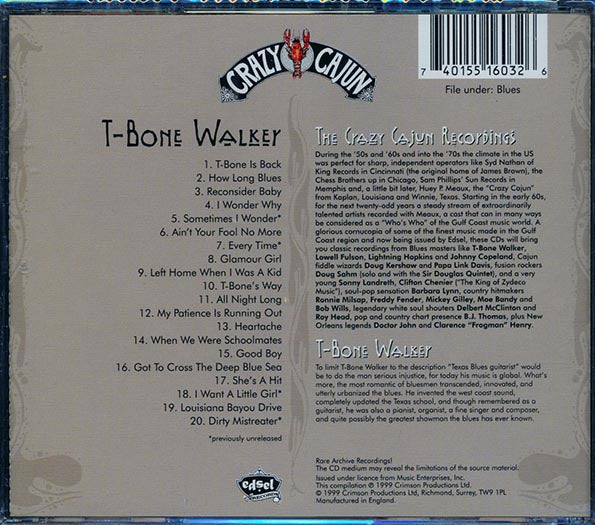 T-Bone Walker - T-Bone Standard Time: The Crazy Cajun Recordings (20 tracks)