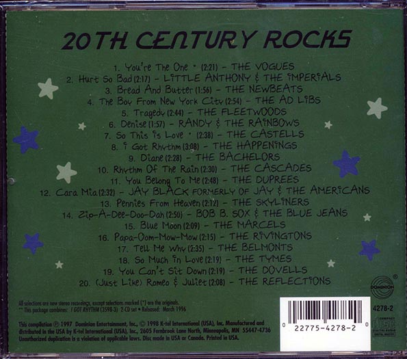 The Vogues, Little Anthony, The Fleetwoods, Etc. - 20th Century Rocks Volume 9: '60s Vocal Groups: I Got Rhythm (20 tracks)