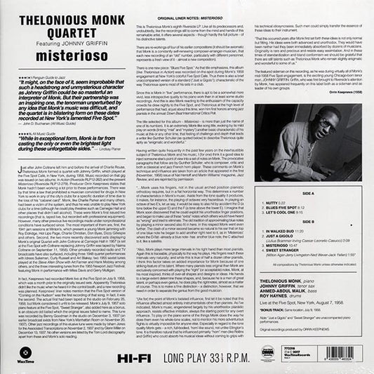 Thelonious Monk Quintet - Misterioso (+bonus track) (DMM) (ltd. ed.) (180g) (High-Def VV) (remastered)