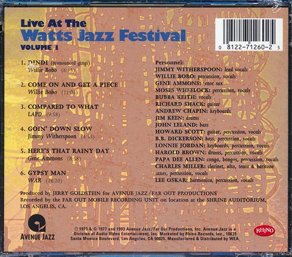 WAR, Willie Bobo, Gene Ammons, Etc. - Live At The Watts Jazz Festival Volume 1 (marked/ltd stock)