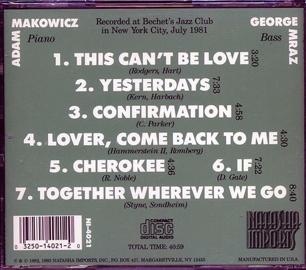 Adam Makowicz, George Mraz - Together Wherever We Go