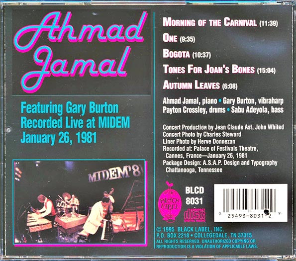 Ahmad Jamal - Recorded Live At Midem January 26, 1981 (Featuring Gary Burton) (marked/ltd stock)