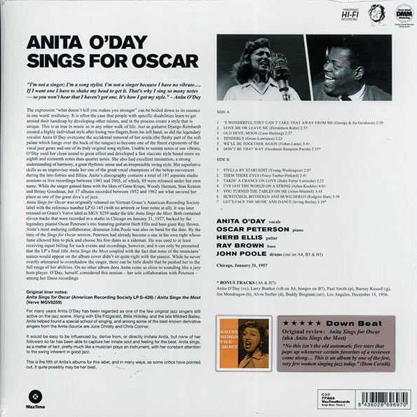 Anita O'Day, Oscar Peterson - Anita Sings For Oscar (ltd. ed.) (180g) (remastered)