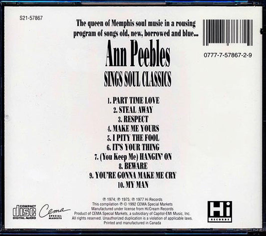 Ann Peebles - Sings Soul Classics (marked/ltd stock)