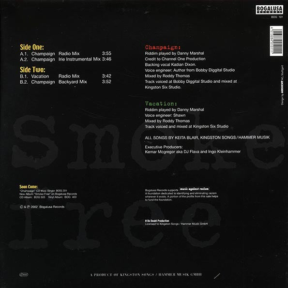 Anthony B - Champaign; Champaign Irie Instrumental Mix  /  Anthony B - Vacation; Champaign Backyard Mix (INCLUDES POSTER) (orig. press)