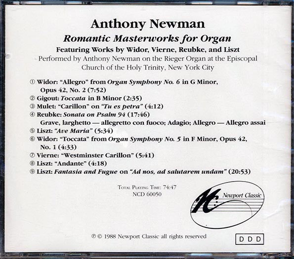Anthony Newman - Romantic Masterworks For Organ
