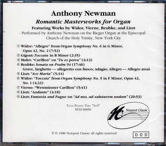 Anthony Newman - Romantic Masterworks For Organ
