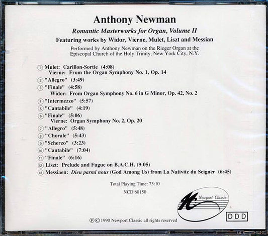 Anthony Newman - Romantic Masterworks For Organ, Volume II
