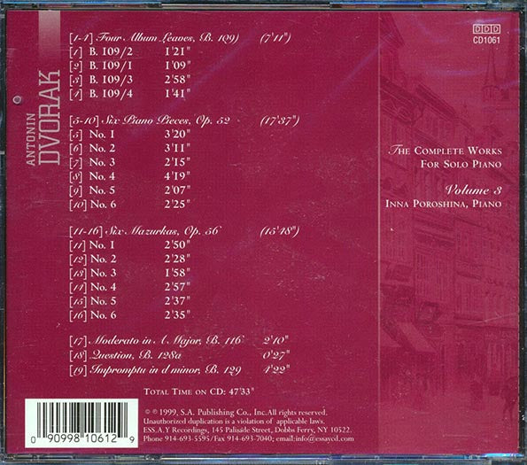 Antonin Dvorak - Piano Music Volume 3: The Complete Works For Solo Piano