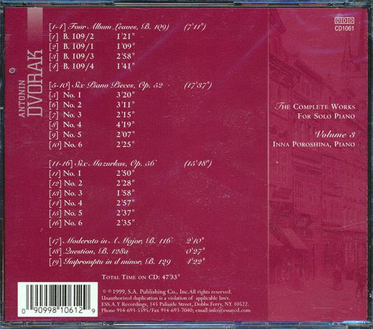 Antonin Dvorak - Piano Music Volume 3: The Complete Works For Solo Piano