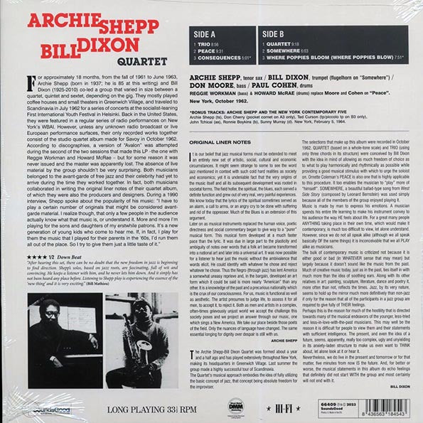 Archie Shepp-Bill Dixon Quartet - Archie Shepp-Bill Dixon Quartet (+2 bonus tracks) (mono) (ltd. ed.) (180g)