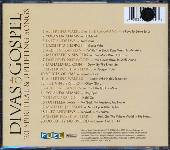 Aretha Franklin, Mahalia Jackson, Yolanda Adams, Etc. - Divas Of Gospel: 18 Spiritual & Uplifting Songs (marked/ltd stock)