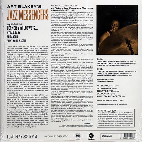 Art Blakey's Jazz Messengers - Selections From Lerner And Loewe's My Fair Lady, Brigadoon, Paint Your Wagon (ltd. ed.) (180g) (remastered)
