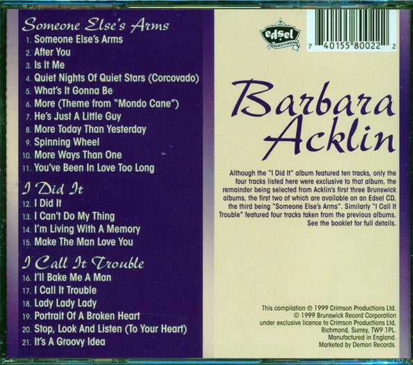Barbara Acklin - Someone Else's Arms + I Did It + I Call It Trouble (21 tracks)