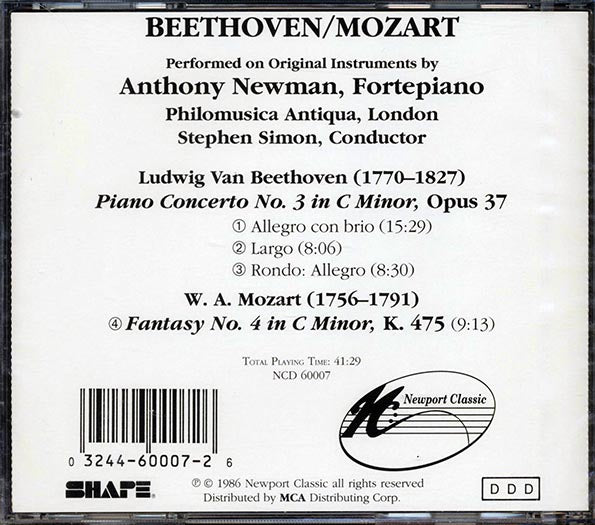 Beethoven, Mozart, Stephen Simon, Anthony Newman, Philomusica Of London - Beethoven: Piano Concerto No. 3 In C Minor / Mozart: Fantasy No. 4 In C Minor K.475