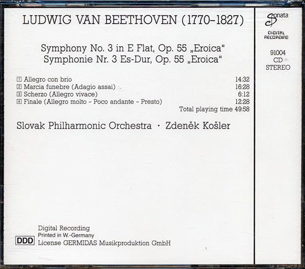 Beethoven - Symphony No. 3 Eroica: Slovak Philharmonic Orchestra, Zdenek Kosler