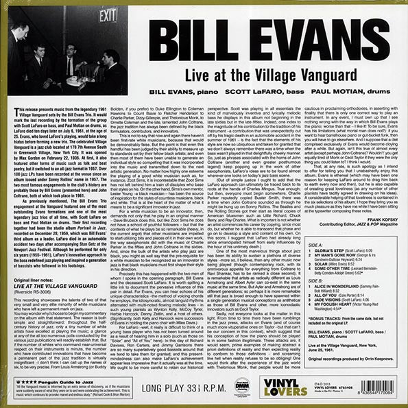 Bill Evans - Live At The Village Vanguard (ltd. ed.) (180g) (remastered)