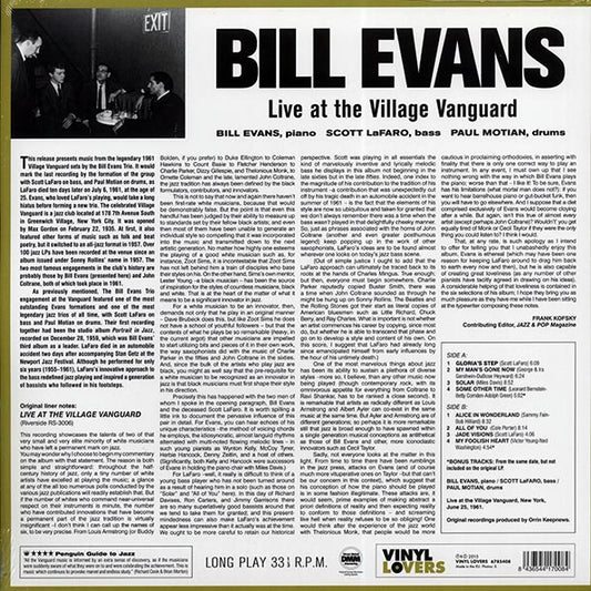 Bill Evans - Live At The Village Vanguard (ltd. ed.) (180g) (remastered)