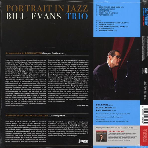 Bill Evans Trio - Portrait In Jazz (+bonus track) (ltd. ed.) (180g) (blue vinyl)