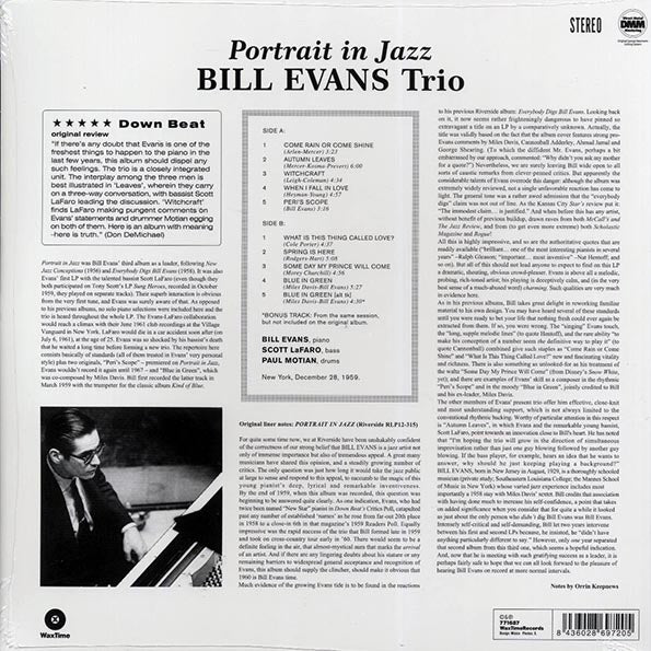 Bill Evans Trio - Portrait In Jazz (ltd. ed.) (180g) (remastered)