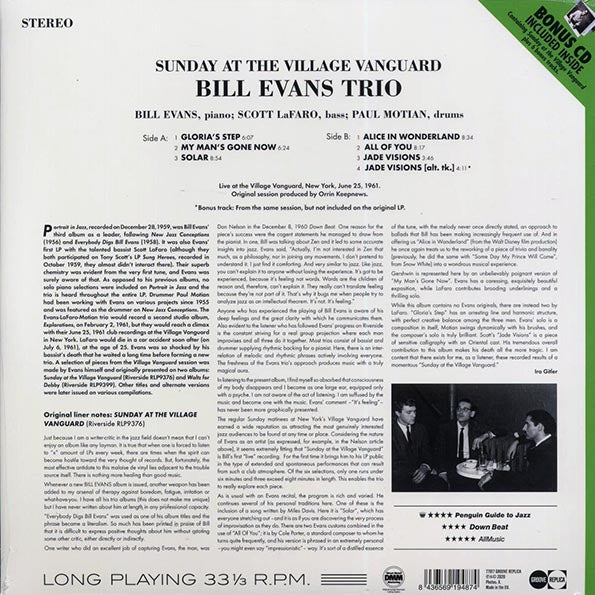 Bill Evans Trio - Sunday At The Village Vanguard (+6 bonus tracks) (ltd. ed.) (180g) (incl. CD)