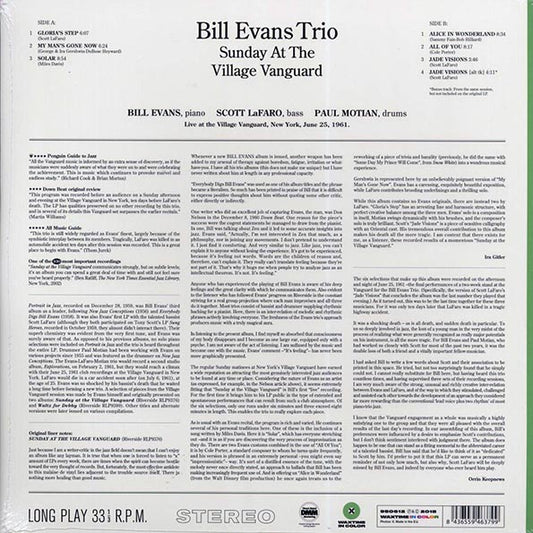 Bill Evans Trio - Sunday At The Village Vanguard (+bonus track) (ltd. ed.) (180g) (green vinyl)