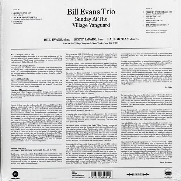 Bill Evans Trio - Sunday At The Village Vanguard (ltd. ed.) (180g) (remastered)