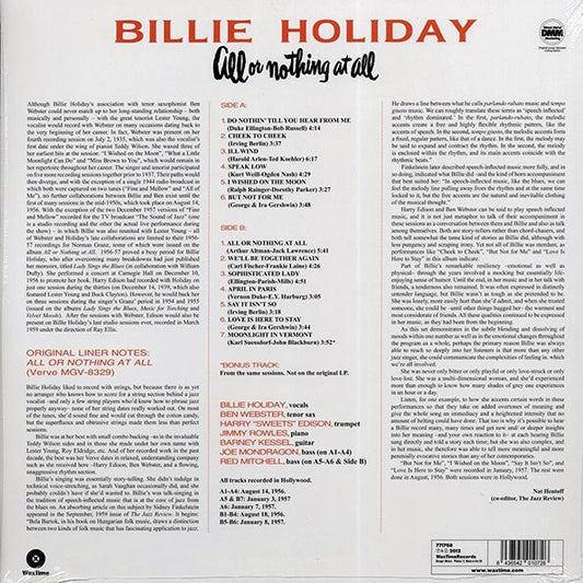Billie Holiday - All Or Nothing At All (ltd. ed.) (180g)