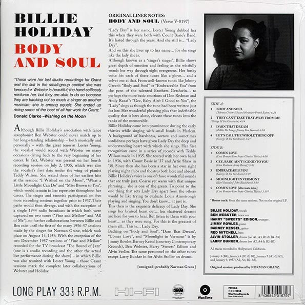 Billie Holiday - Body And Soul (ltd. ed.) (180g) (remastered)