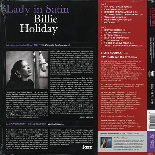 Billie Holiday - Lady In Satin (+3 bonus tracks) (ltd. ed.) (180g) (purple vinyl)