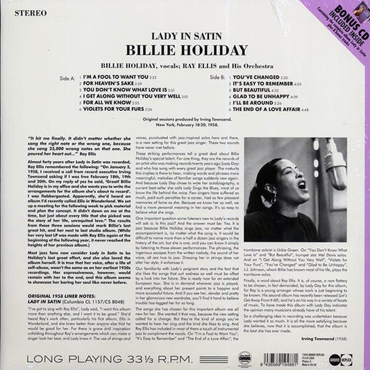 Billie Holiday - Lady In Satin (+8 bonus tracks) (ltd. ed.) (180g) (incl. CD)