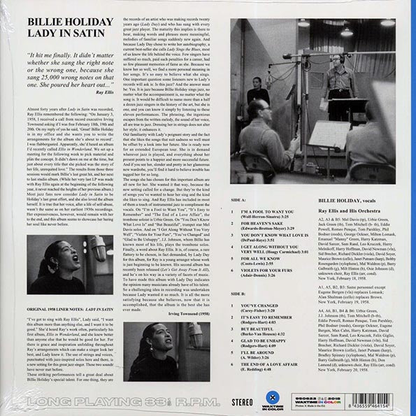 Billie Holiday - Lady In Satin (ltd. ed.) (180g) (blue vinyl)