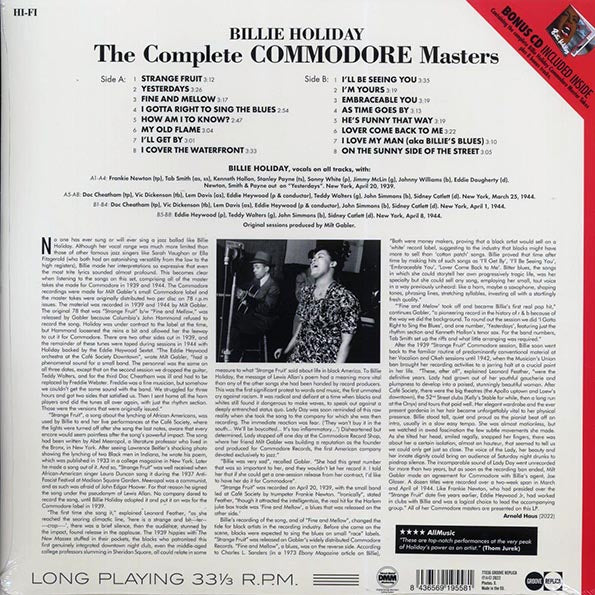 Billie Holiday - The Complete Commodore Masters (+8 bonus tracks) (ltd. ed.) (180g) (incl. CD)