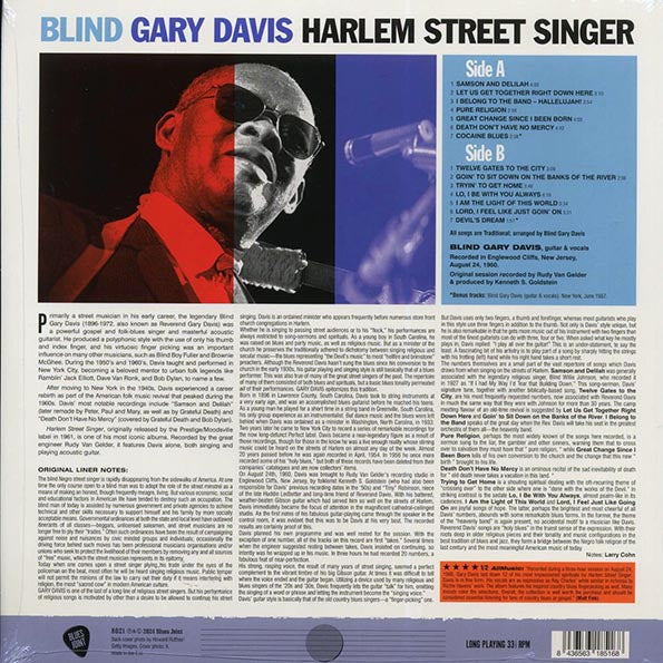 Blind Gary Davis - Harlem Street Singer (+2 bonus tracks) (ltd. ed.) (180g)