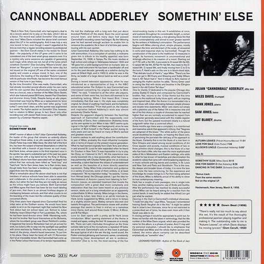 Cannonball Adderley, Miles Davis, Hank Jones, Sam Jones, Art Blakey - Somethin' Else (+bonus track) (ltd. ed.) (180g) (orange vinyl)