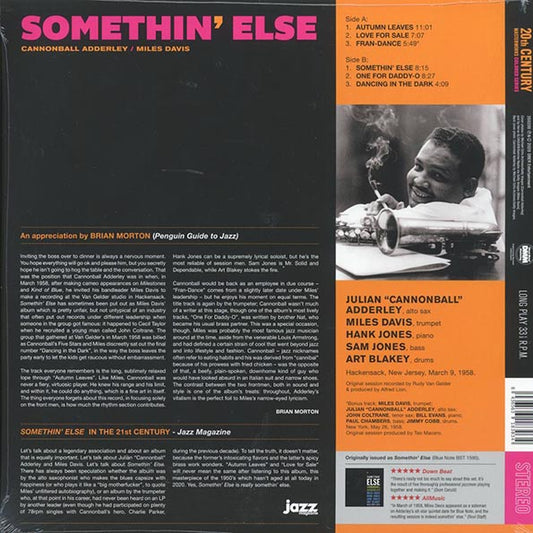 Cannonball Adderley, Miles Davis - Somethin' Else (+bonus track) (ltd. ed.) (180g) (blue vinyl)