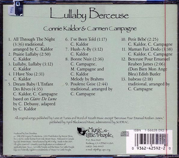 Carmen Campagne, Connie Kaldor - Lullaby Berceuse (marked/ltd stock)