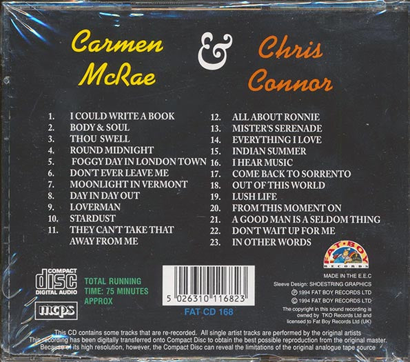 Carmen McRae, Chris Connor - Live At The Flamingo Club + The Magic Of Chris Connor (2 albums on 1 CD) (23 tracks)