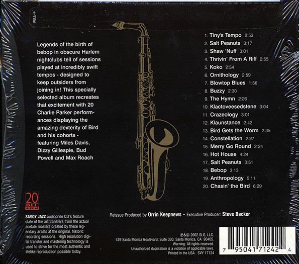 Charlie Parker - Burnin' Bird (20 tracks) (deluxe 3-fold digipak)