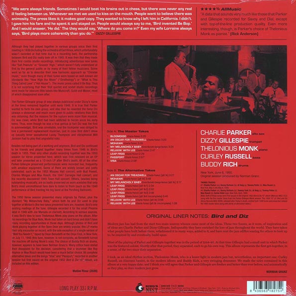 Charlie Parker, Dizzy Gillespie - Bird And Diz (ltd. ed.) (180g) (red vinyl)