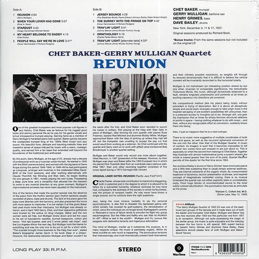 Chet Baker, Gerry Mulligan Quartet - Reunion (+2 bonus tracks) (DMM) (ltd. ed.) (180g) (High-Def VV) (remastered)