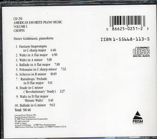 Chopin - America's Favorite Classics: Piano Music Volume 1: Chopin