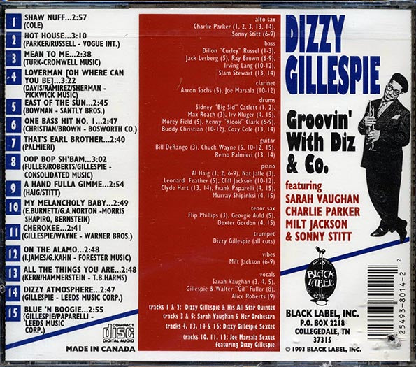 Dizzy Gillespie, Sarah Vaughan, Charlie Parker, Milt Jackson, Sonny Stitt - Groovin' With Diz & Co. (marked/ltd stock)