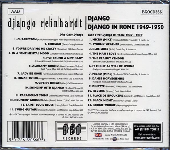 Django Reinhardt - Django + Django In Rome 1949-1950 (2 albums on 2 CDs) (27 tracks) (remastered)