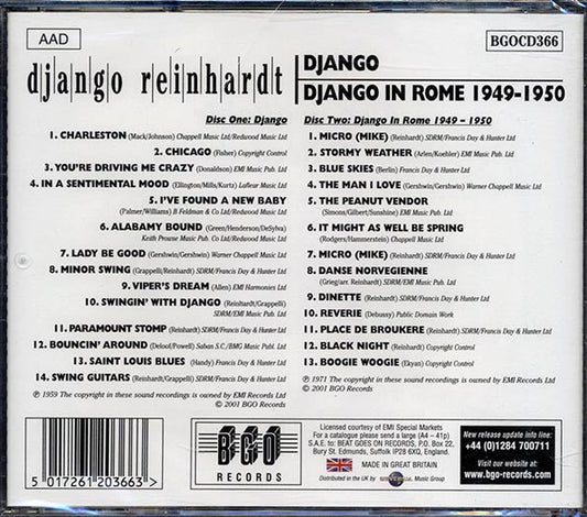Django Reinhardt - Django + Django In Rome 1949-1950 (2 albums on 2 CDs) (27 tracks) (remastered)