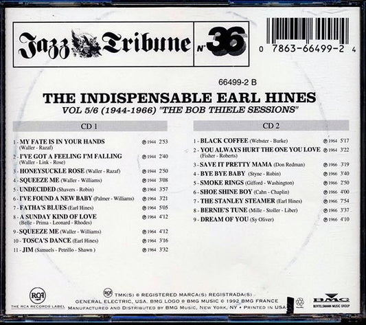 Earl Hines - The Indispensable Earl Hines Volumes 5/6 (1944-1966) The Bob Thiele Sessions (20 tracks) (2xCD) (marked/ltd stock)