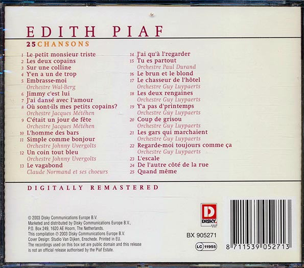 Edith Piaf - 25 Chansons (remastered)