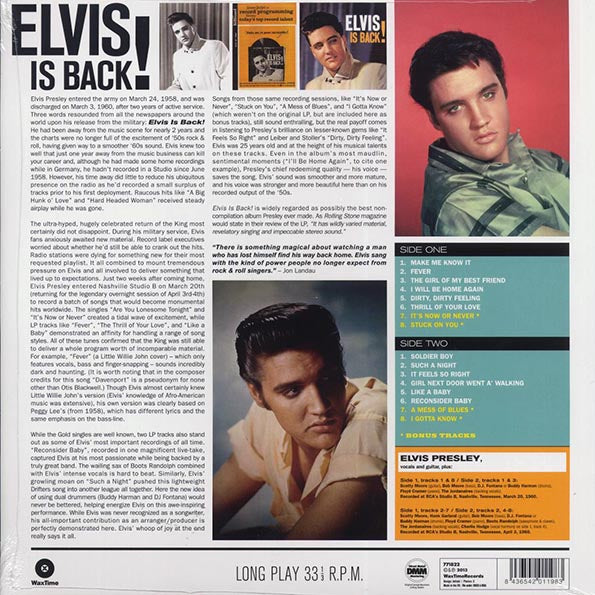 Elvis Presley - Elvis Is Back (+4 bonus tracks) (180g)